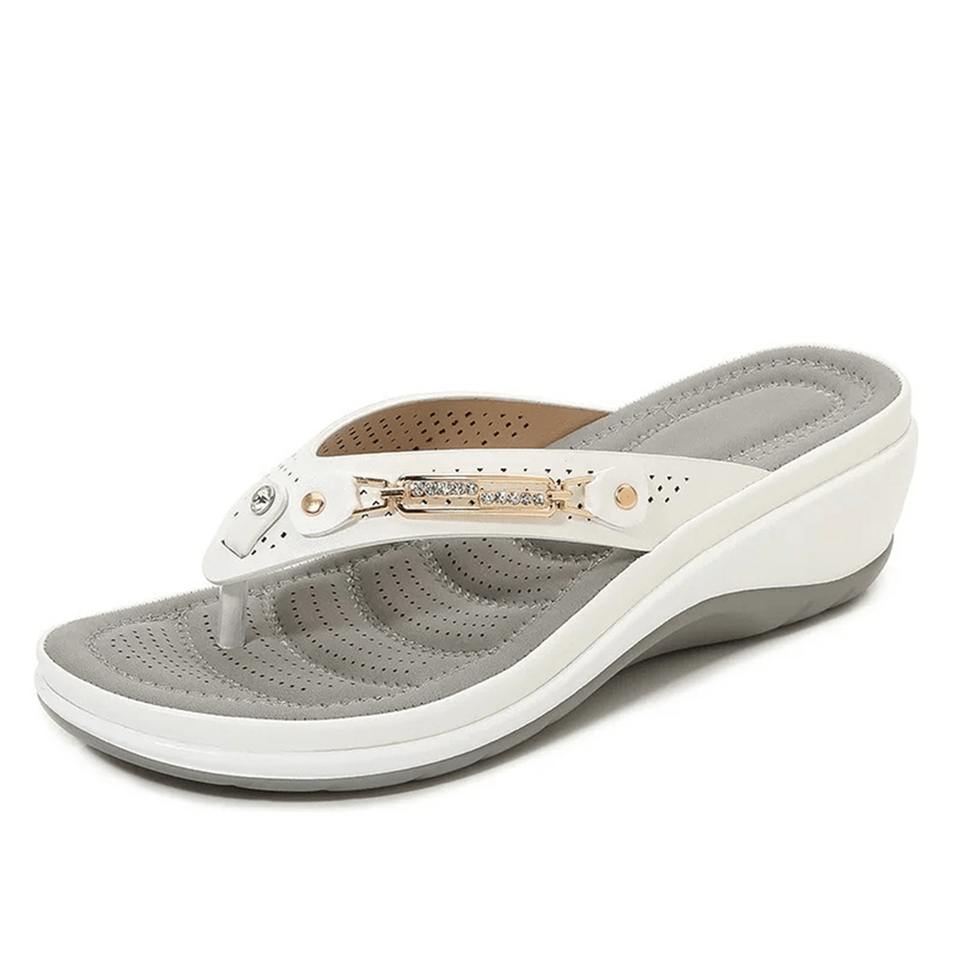 Women's Summer Orthopedic Wedge Slides — Stylish Platform Sandals with Metal Button Accents