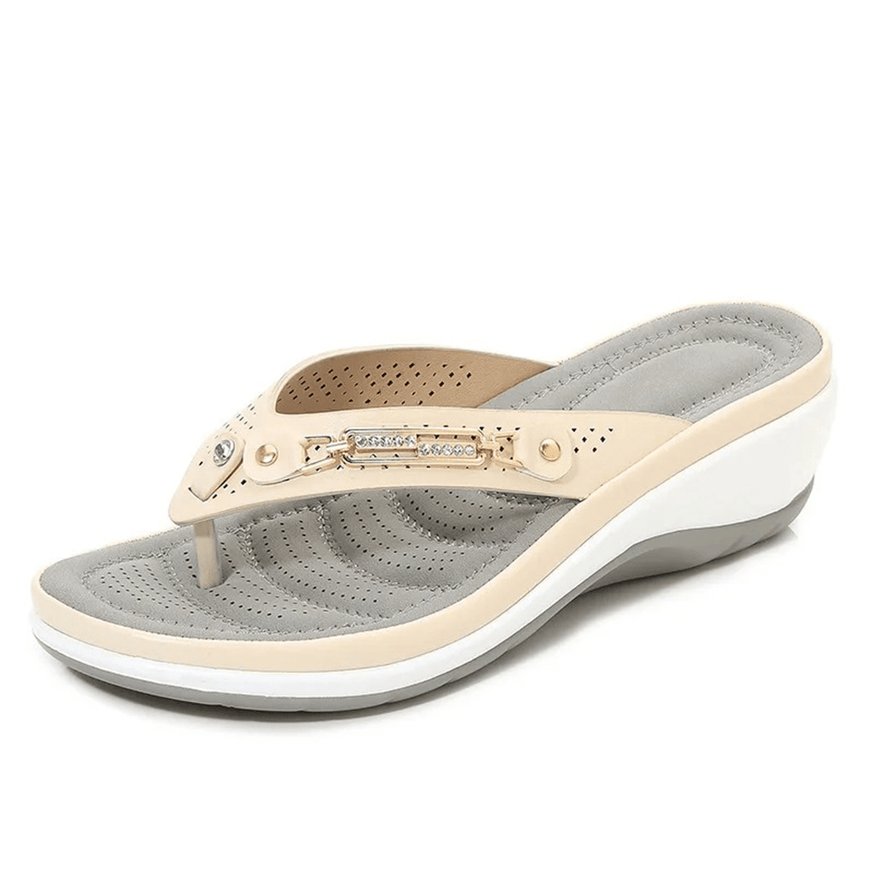 Women's Summer Orthopedic Wedge Slides — Stylish Platform Sandals with Metal Button Accents