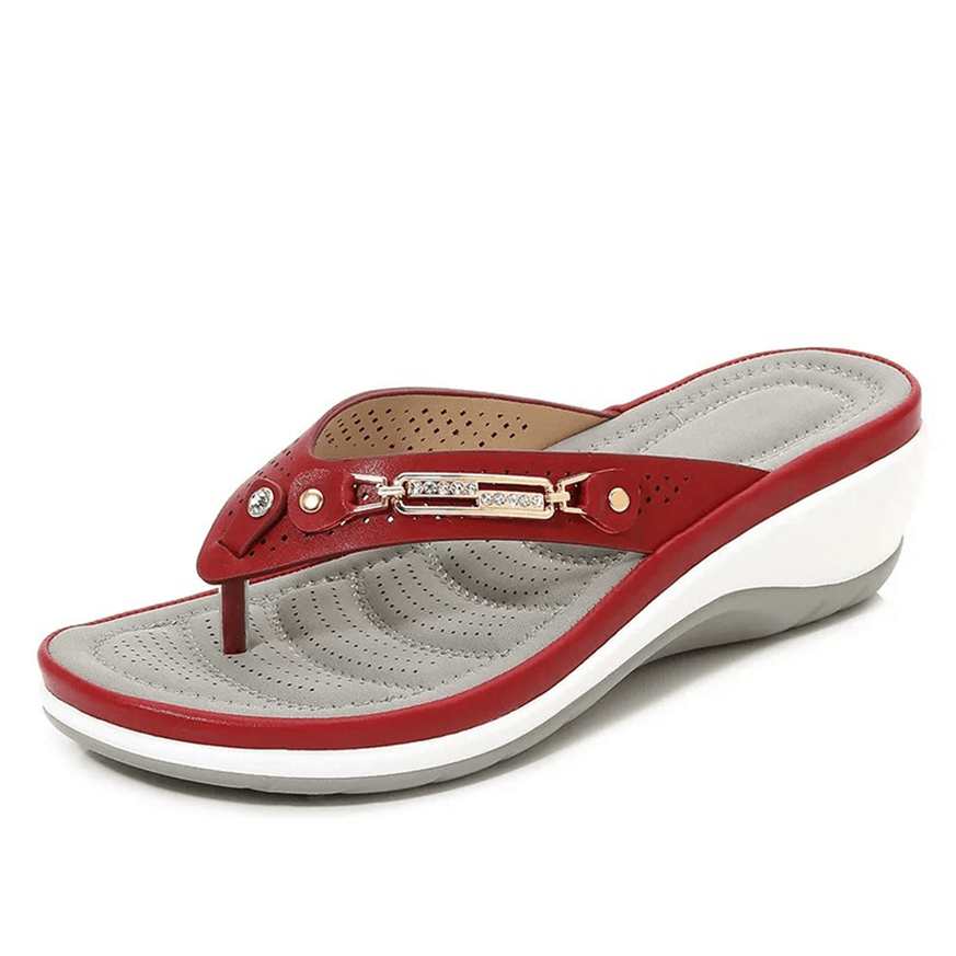 Women's Summer Orthopedic Wedge Slides — Stylish Platform Sandals with Metal Button Accents