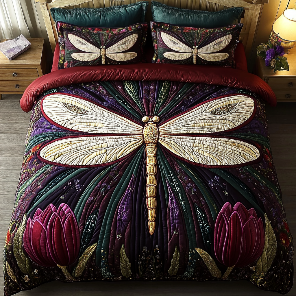 Dragonfly 3-Piece Quilted Bedding Set NCU0VT96