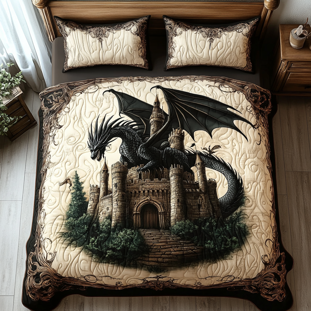Dragon Fortress 3-Piece Quilted Bedding Set NCU0DV2683