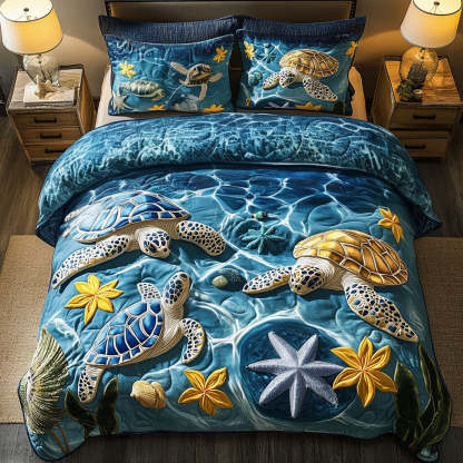 Turtle 3-Piece Quilted Bedding Set NCU0VT170