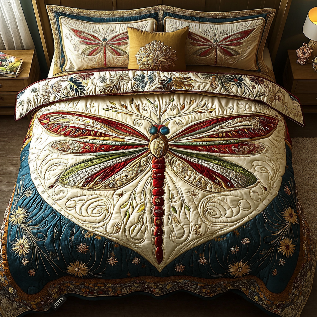 Dragonfly 3-Piece Quilted Bedding Set NCU0VT96
