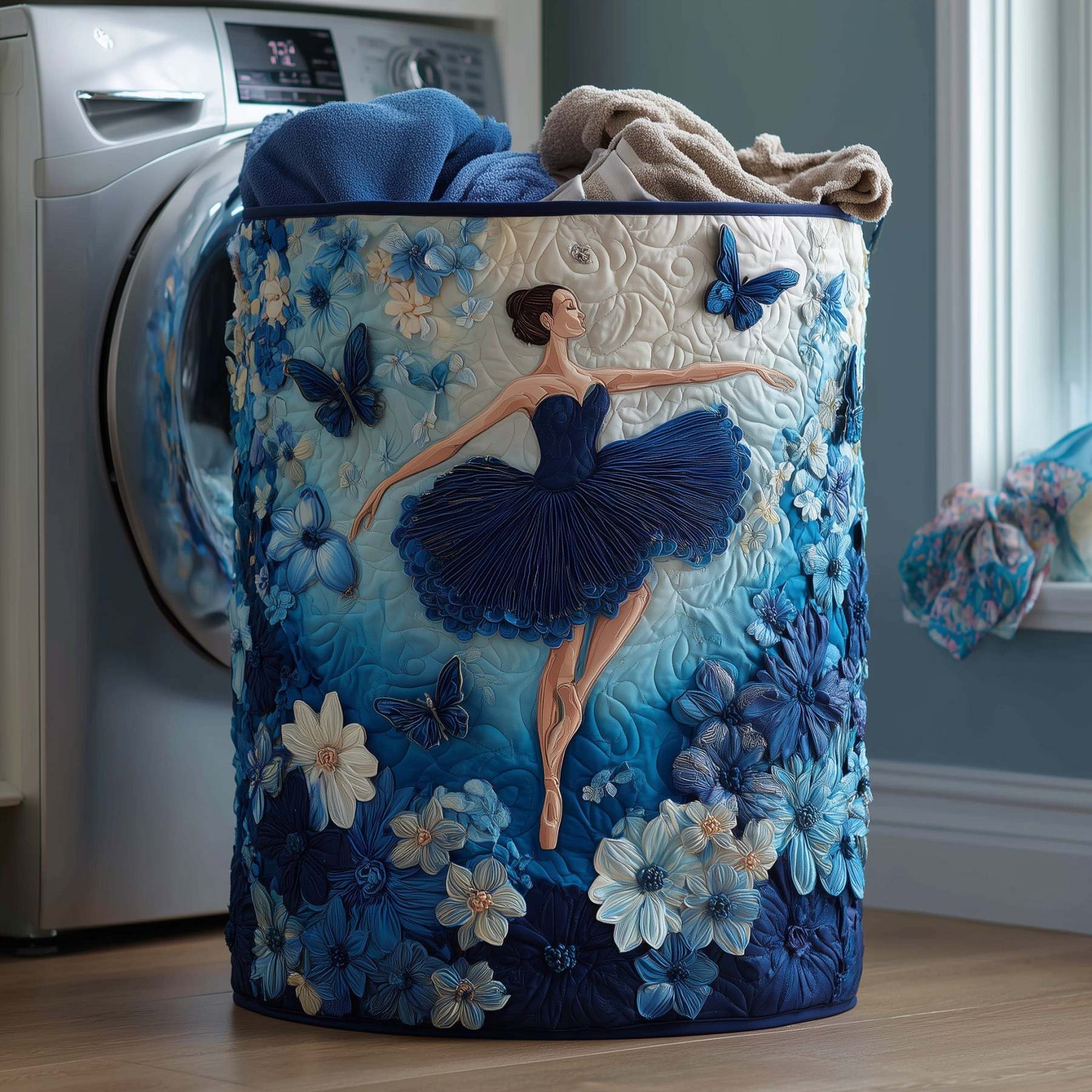Elegant Ballerina Quilted Laundry Basket GFTOHD10085