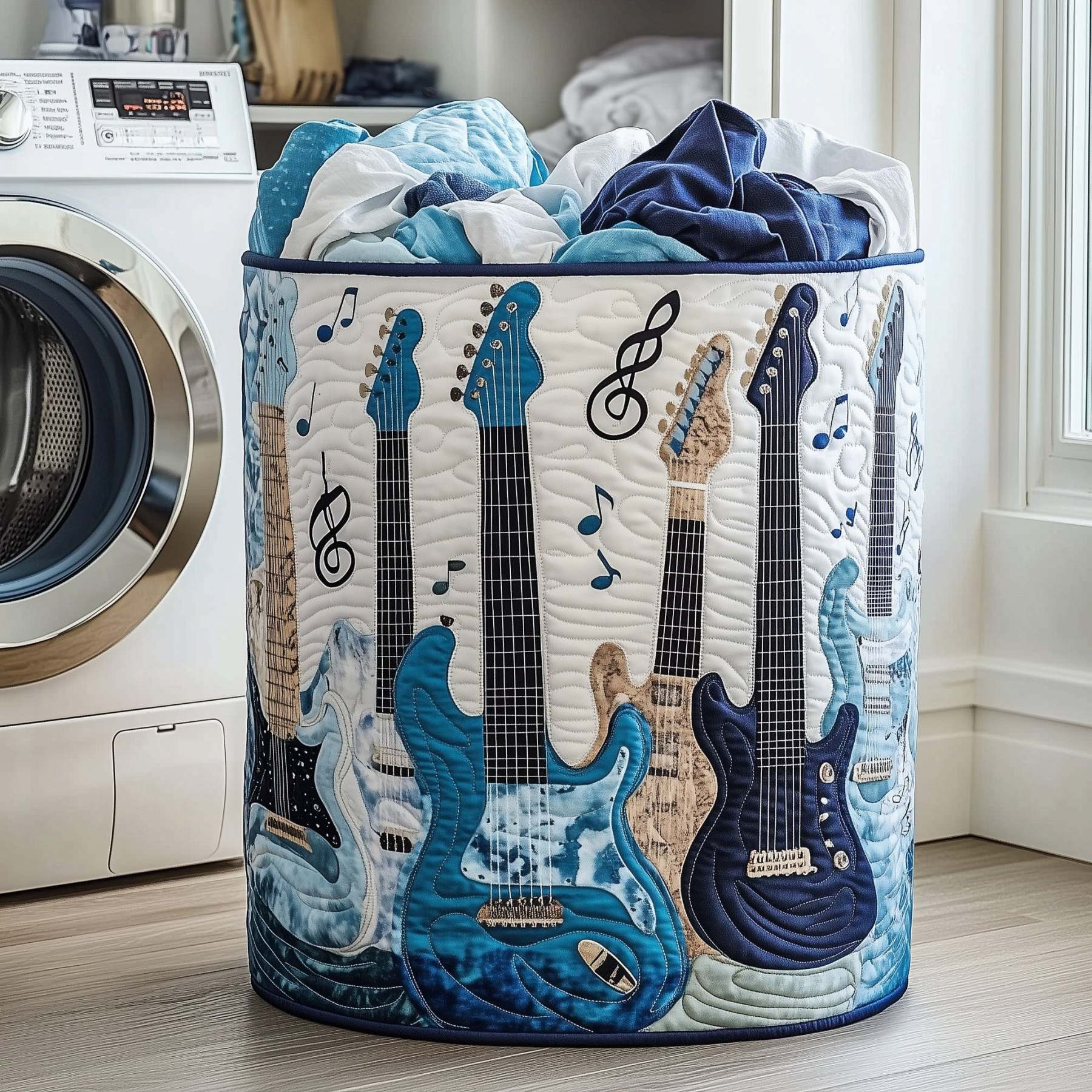 Elegant Guitar Quilted Laundry Basket GFTOHD10090
