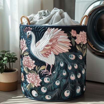 Elegant Peacock Quilted Laundry Basket GFTOHD10179