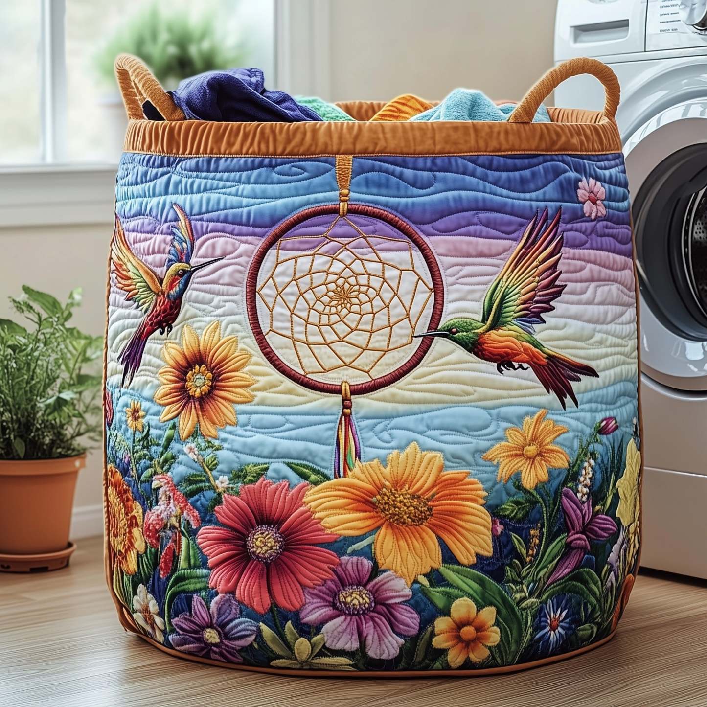 Dreamcatcher Serenity Quilted Laundry Basket GFTOHD10230