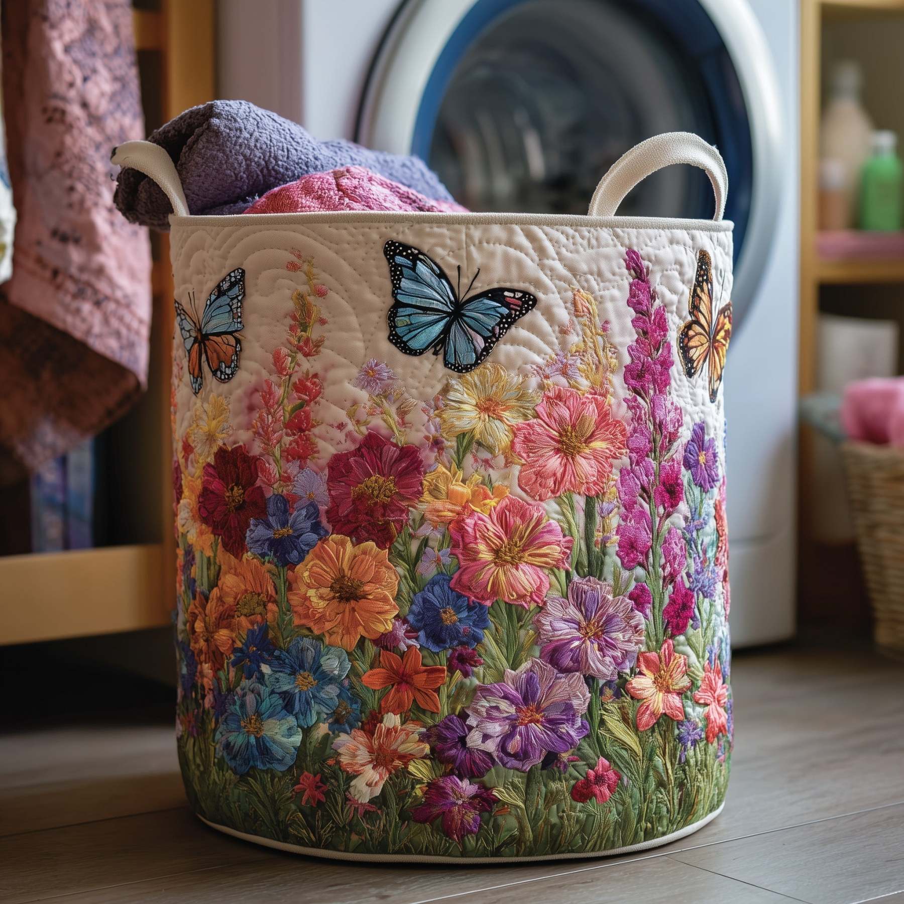 Butterfly Heaven Quilted Laundry Basket GFTOHD9684