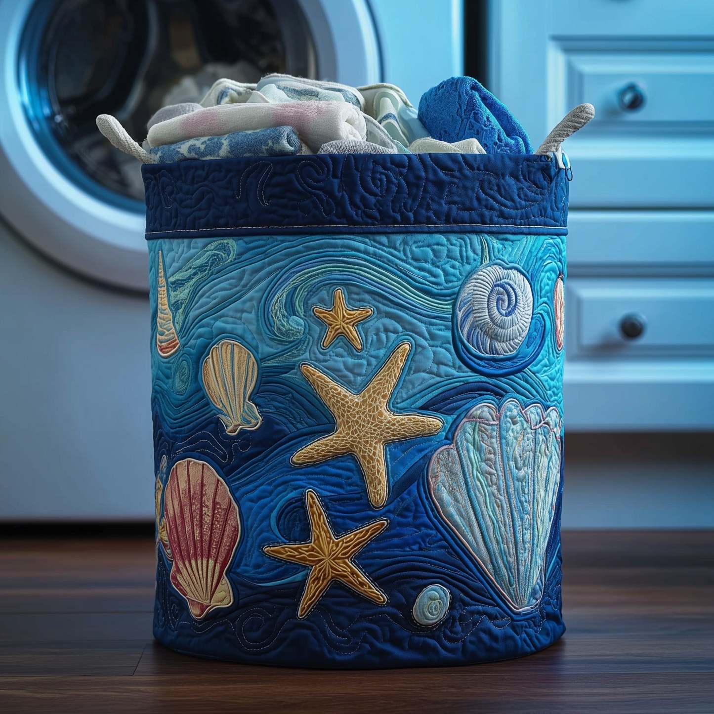 Ocean Breeze Quilted Laundry Basket GFTOMA3839