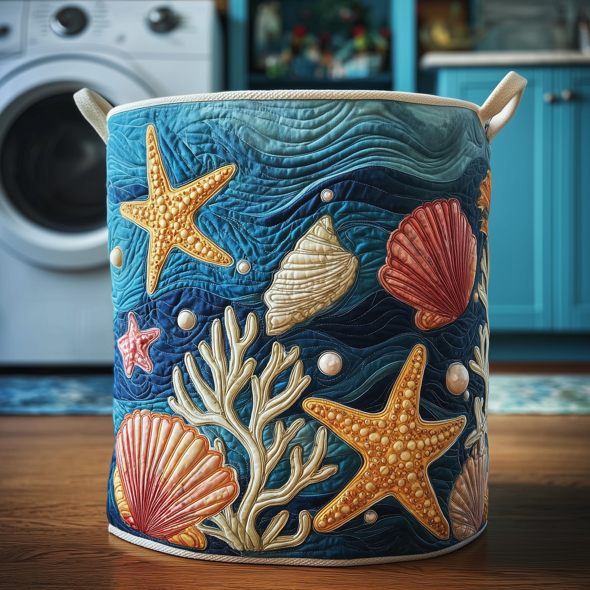 Ocean Breeze Quilted Laundry Basket GFTOMA3841