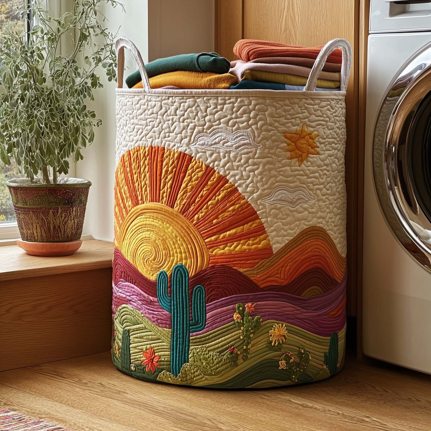 Cactus Sunset Quilted Laundry Basket GFTOMA3948