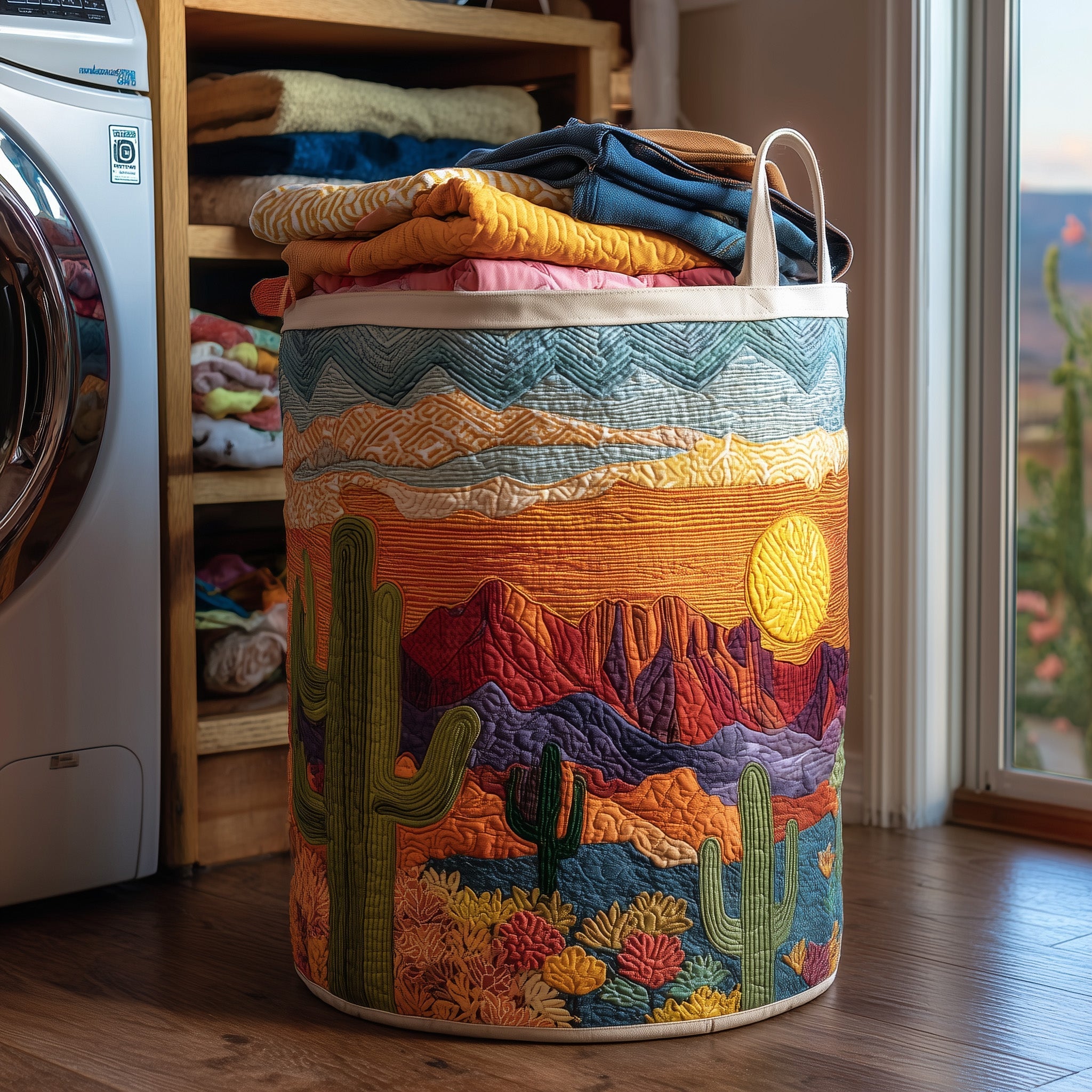 Cactus Sunset Quilted Laundry Basket GFTOMA3949