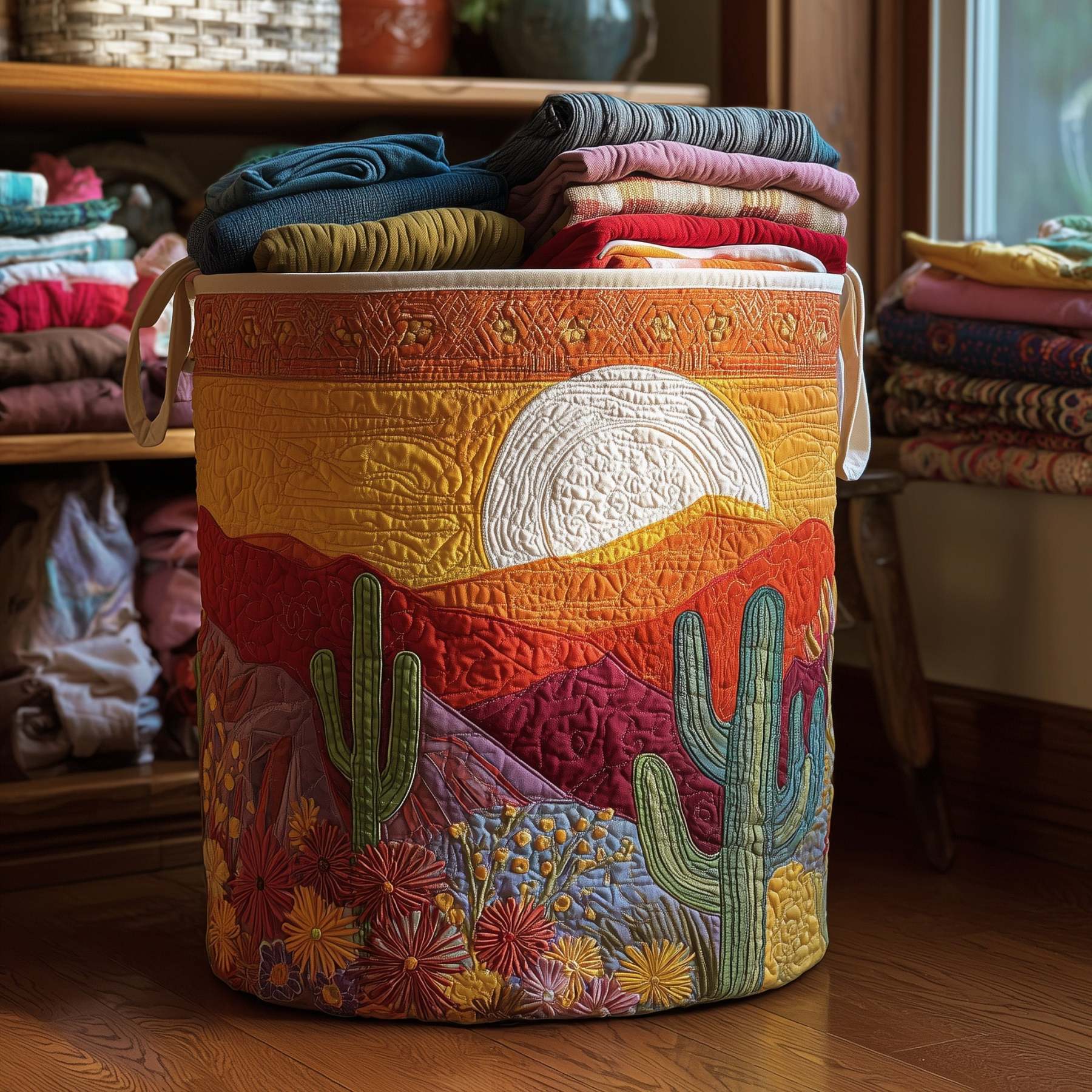 Cactus Sunset Quilted Laundry Basket GFTOMA3951