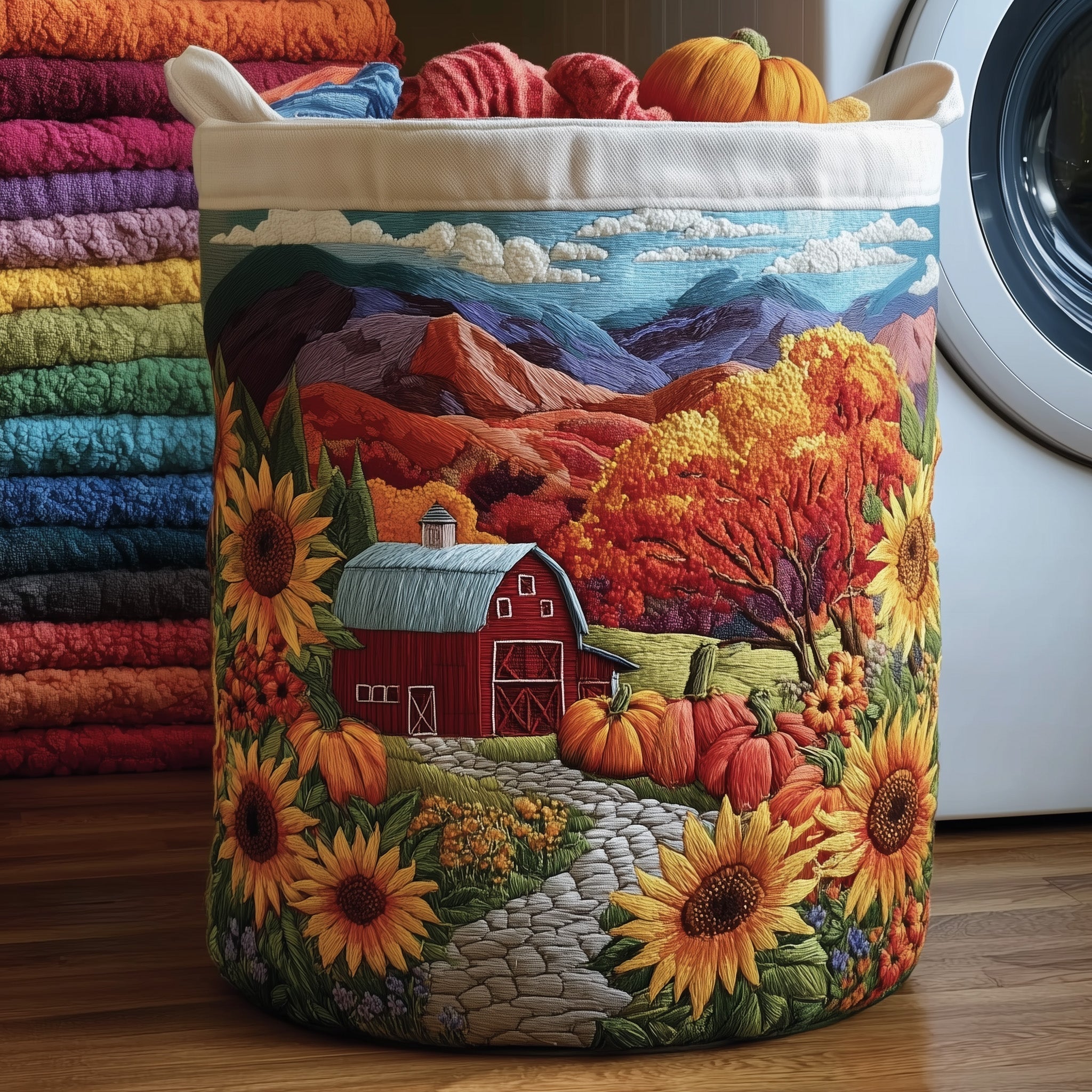 Fall Farm Quilted Laundry Basket GFTOMA4350