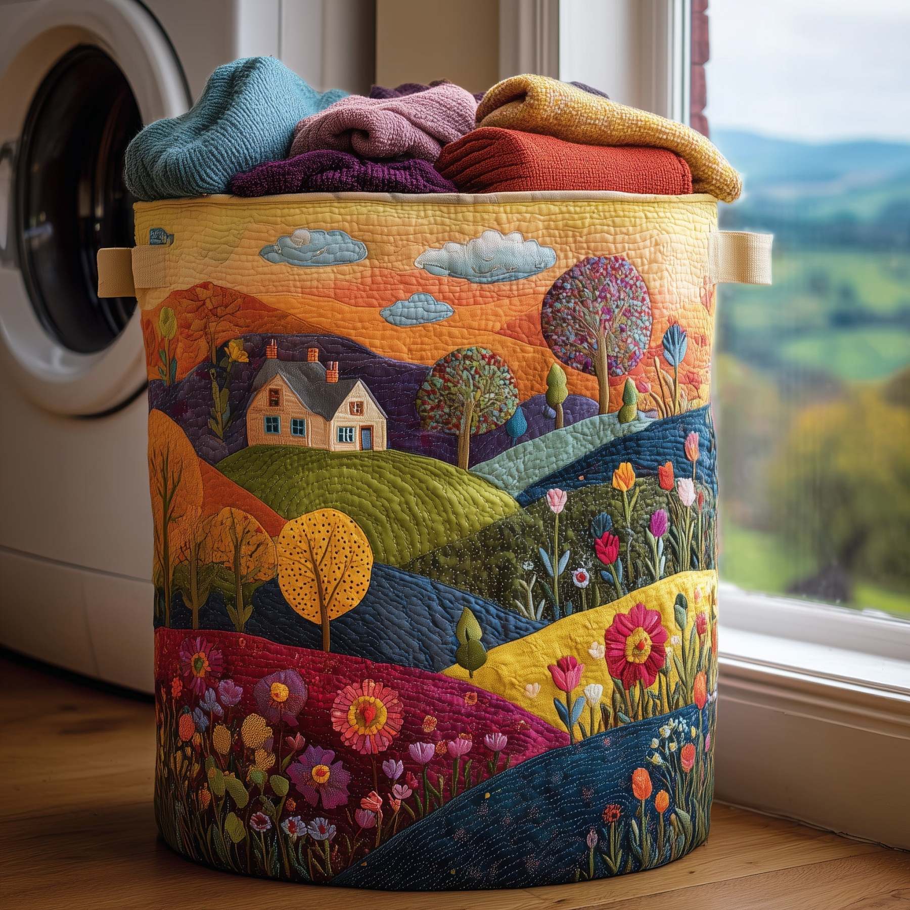 Valley Heaven Quilted Laundry Basket GFTONL5942