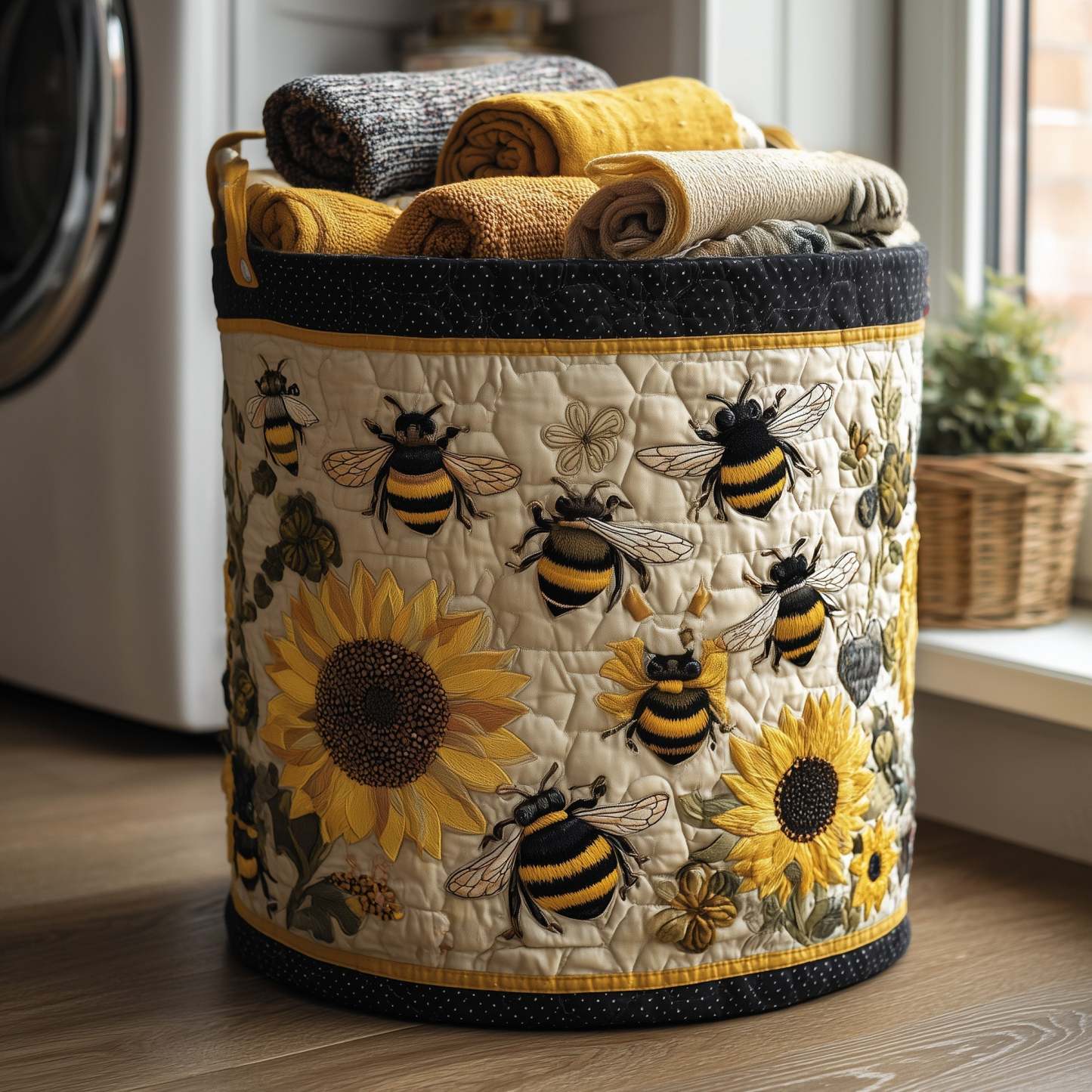 Bee Heaven Quilted Laundry Basket GFTONL6233