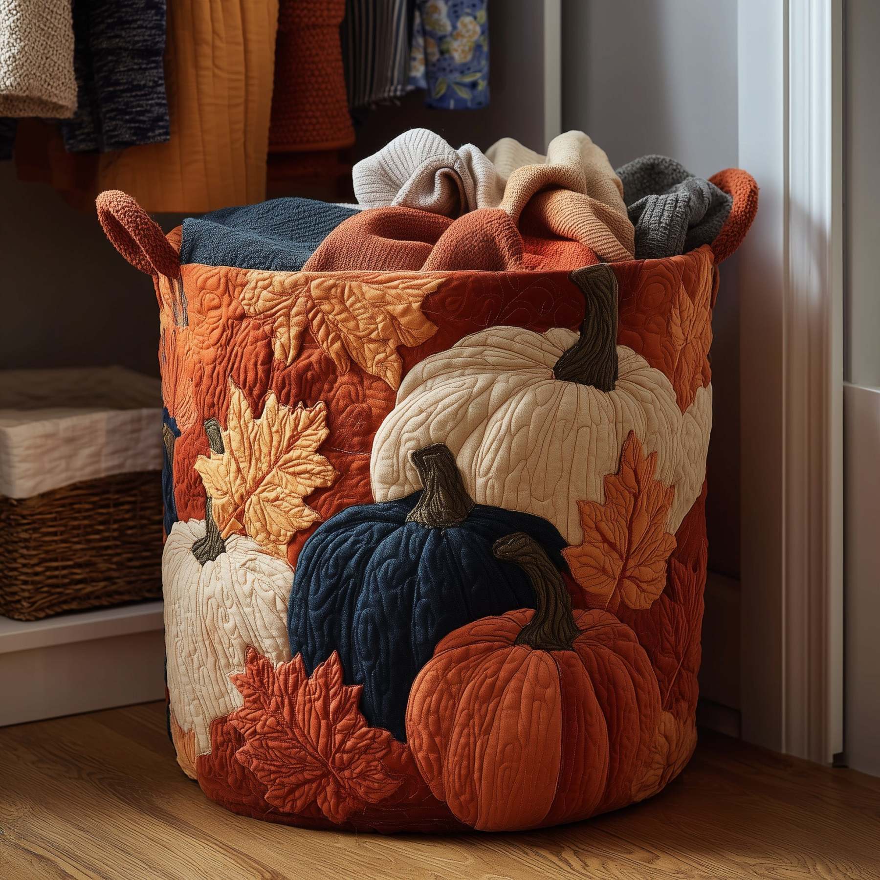Autumn Pumpkin Quilted Laundry Basket GFTONT2624