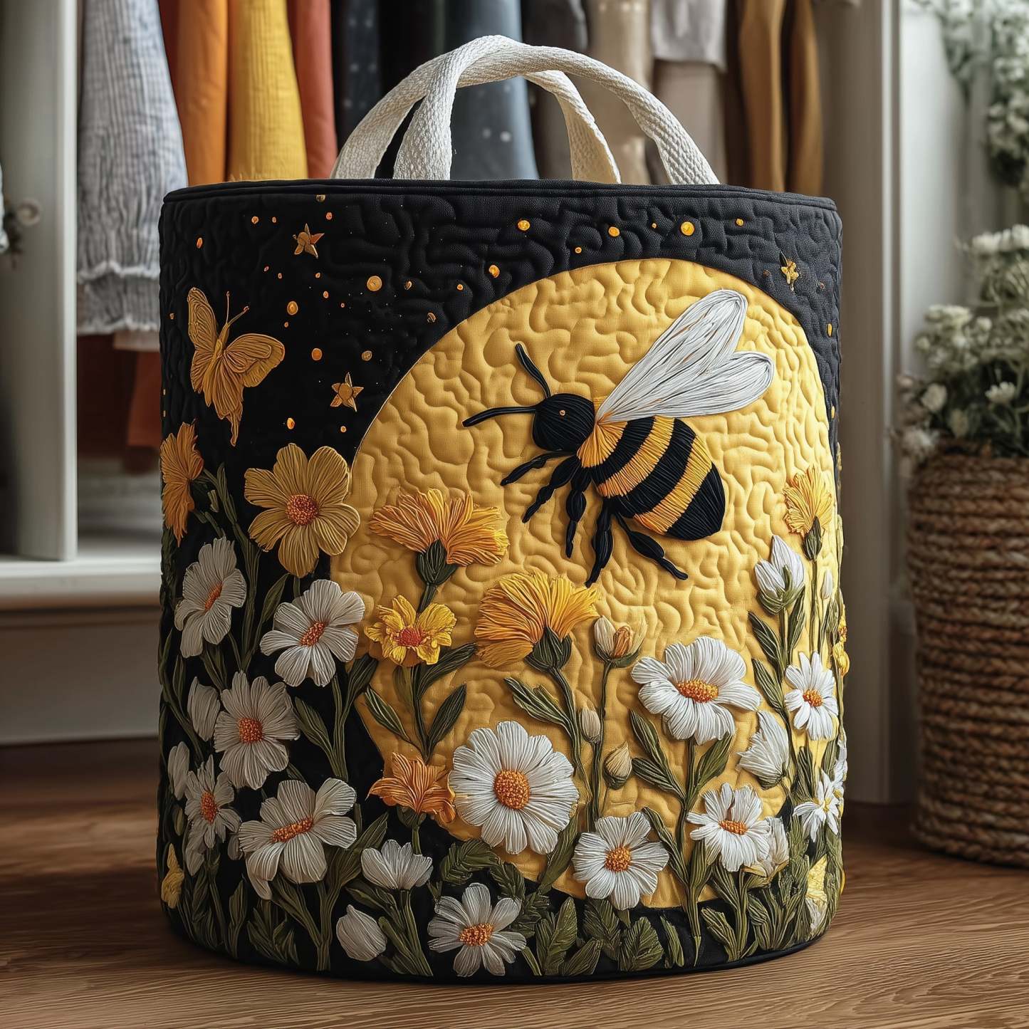 Moonlit Bee Quilted Laundry Basket GFTONT2688