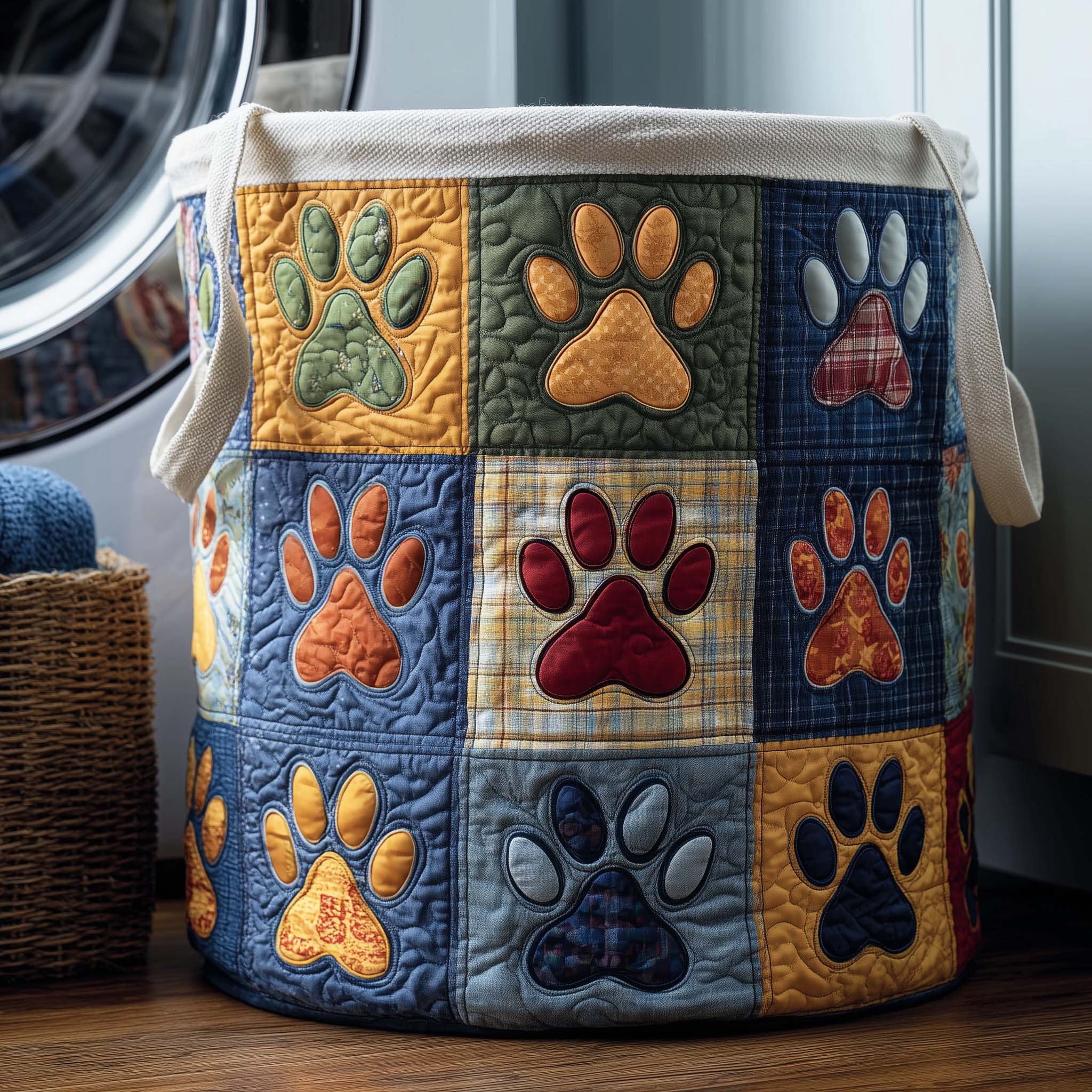 Cozy Paws Quilted Laundry Basket GFTOQM1761