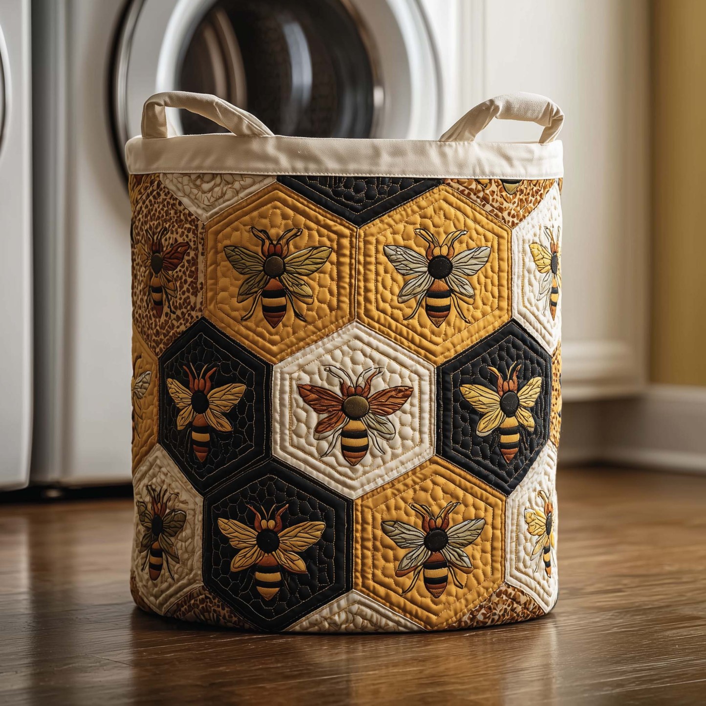 Honey Harmony Quilted Laundry Basket GFTOQM1821