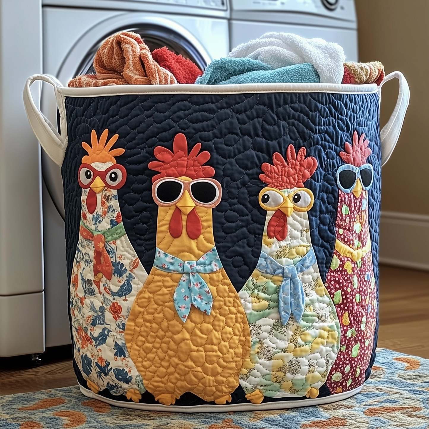 Whimsical Chicken Quilted Laundry Basket GFTOTG392