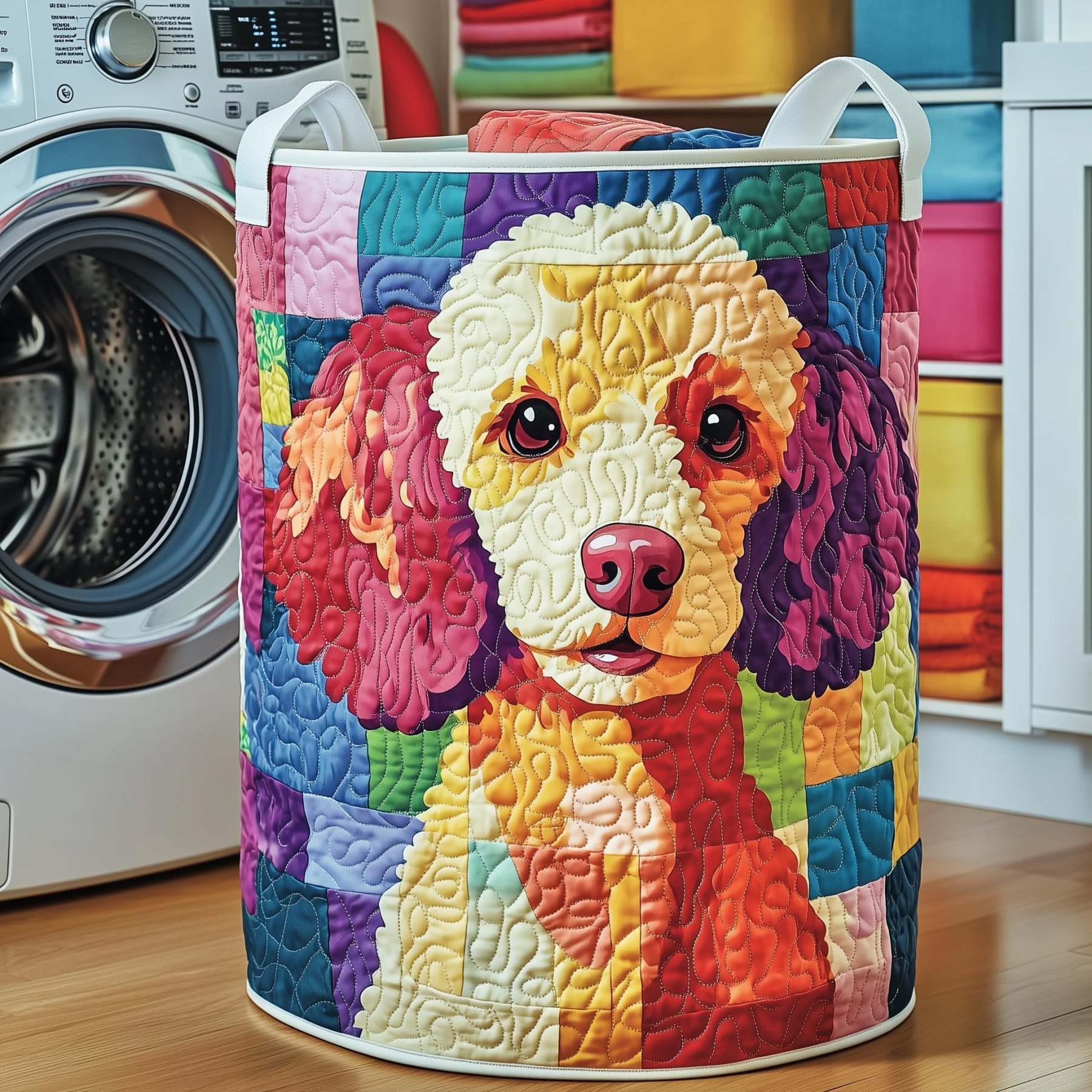 Funky Poodle Quilted Laundry Basket GFTOTG784