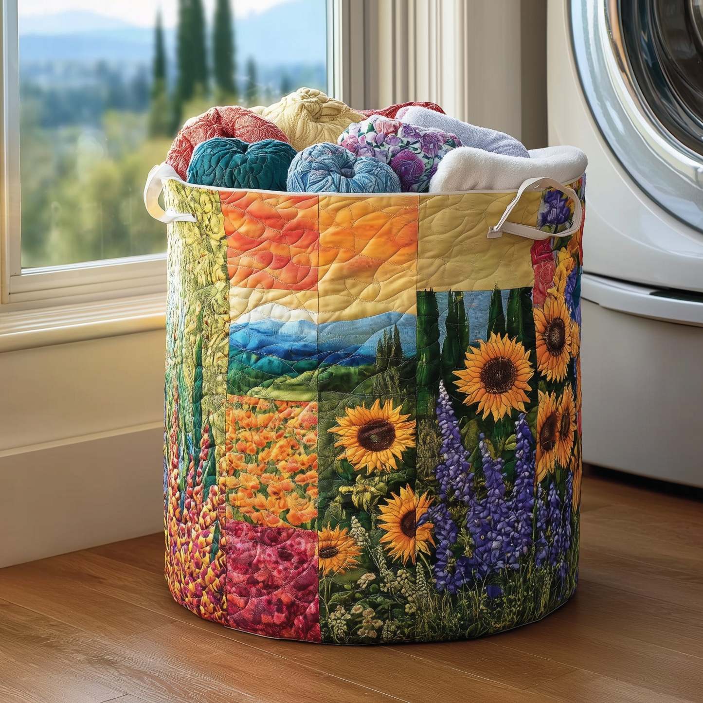 Blooming Heritage Quilted Laundry Basket GFTOTL4834
