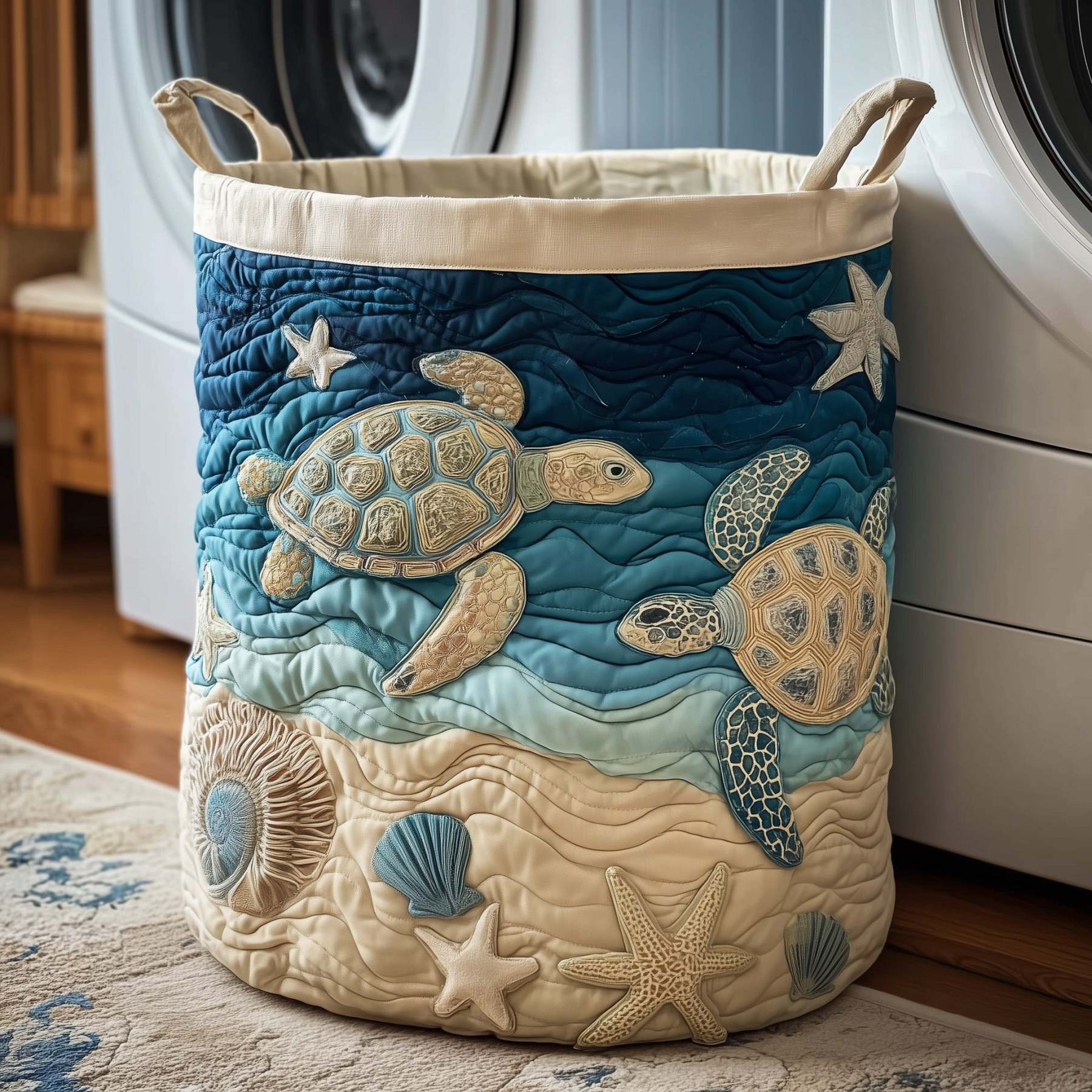 Turtle Drift Quilted Laundry Basket GFTOTP11047