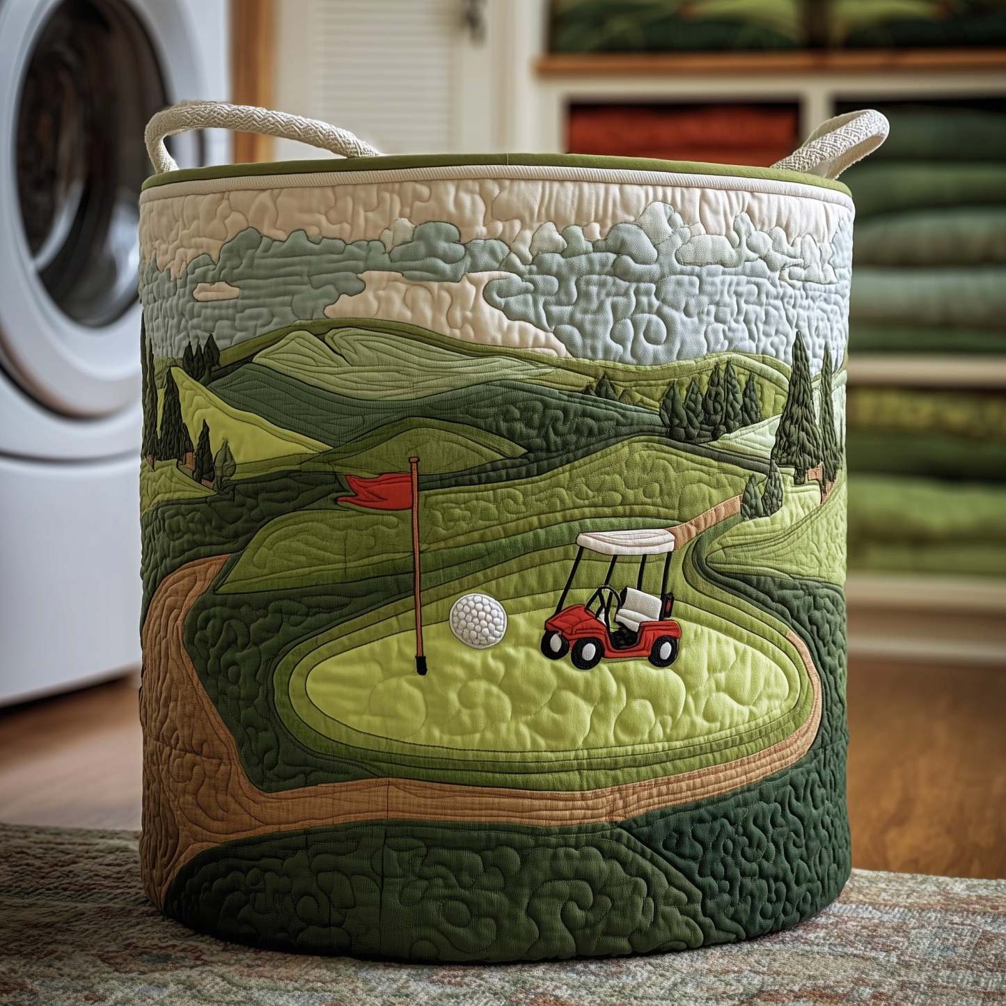 Fairway Dreams Quilted Laundry Basket GFTOTP11133