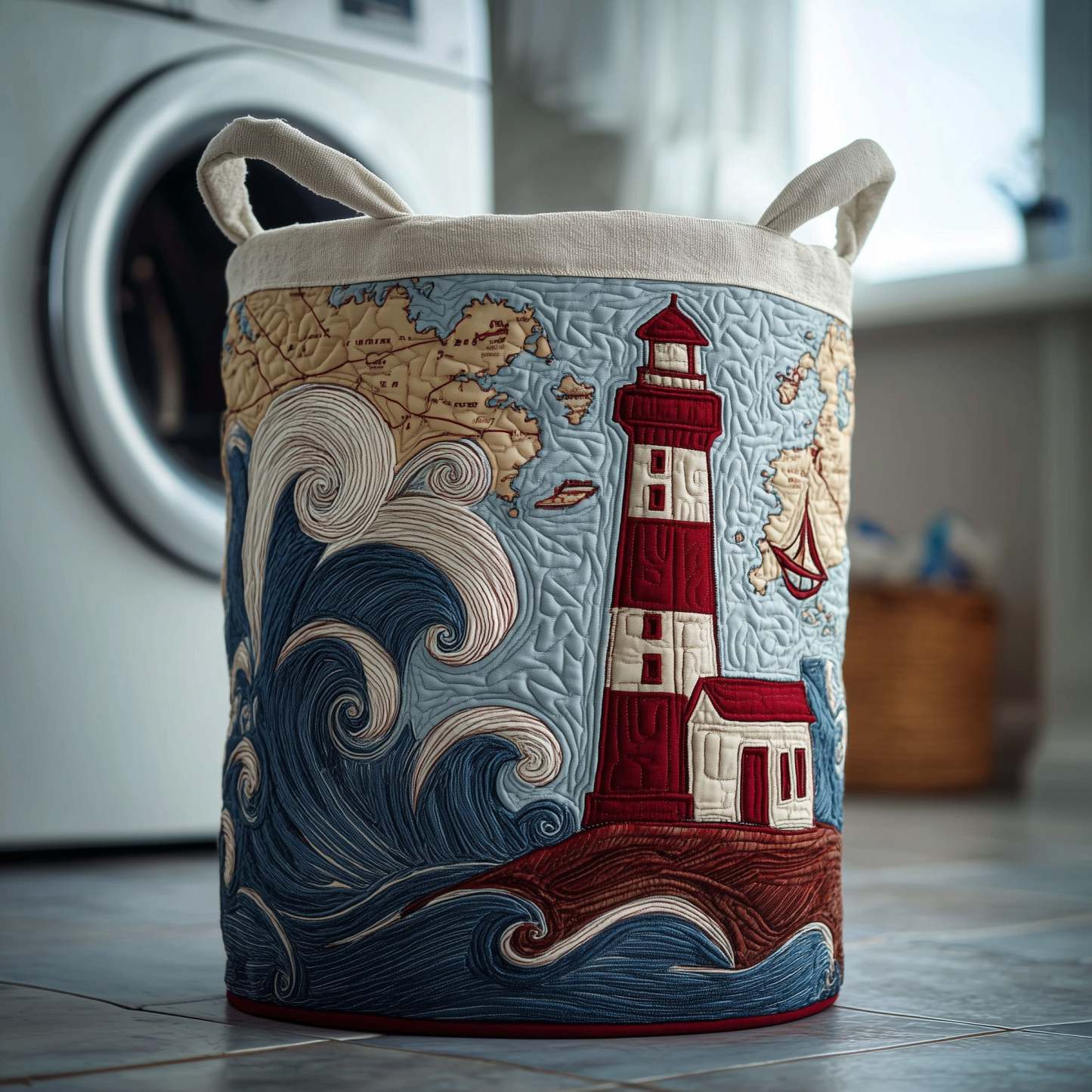 Lighthouse Quilted Laundry Basket GFTOTP11167