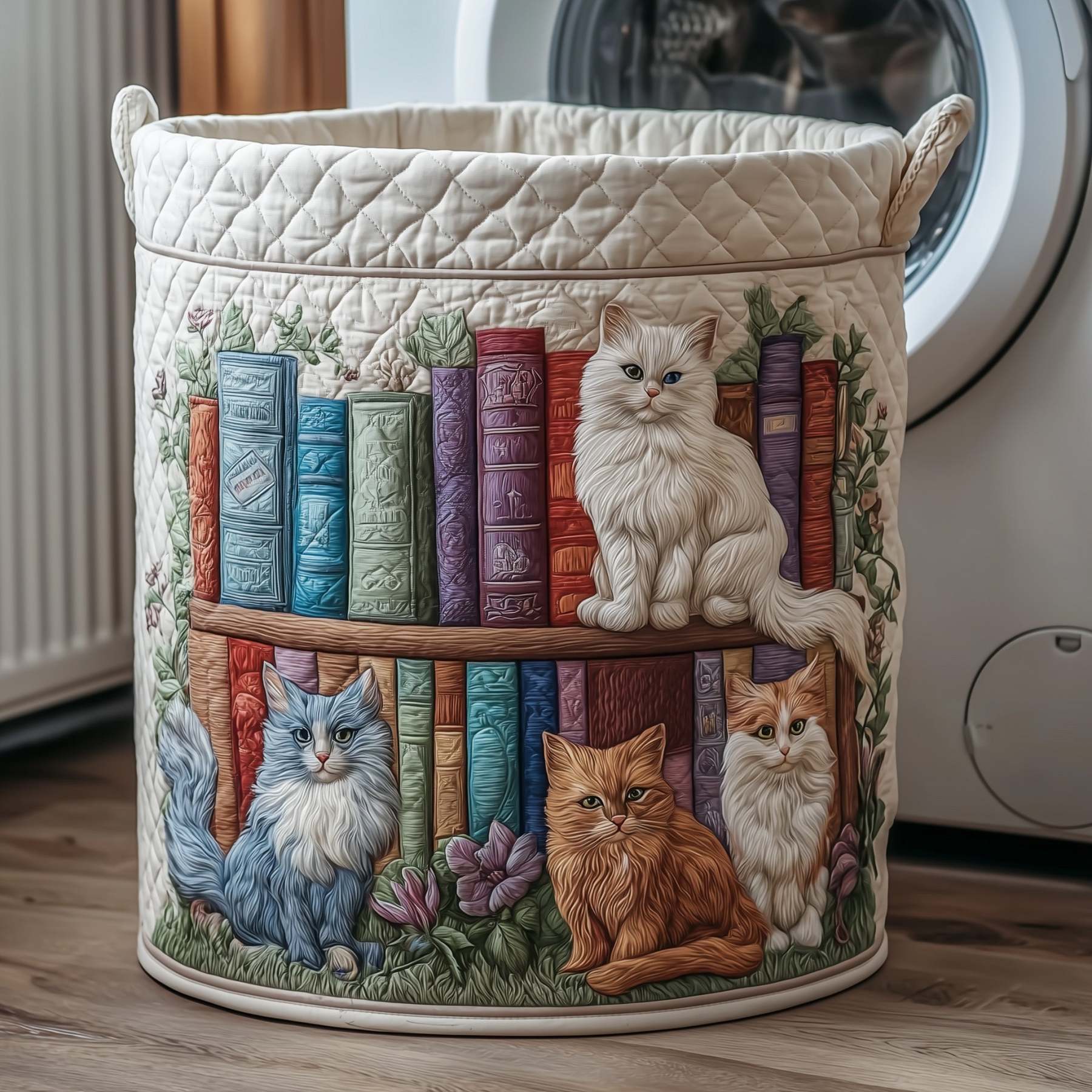 Purrfect Pages Quilted Laundry Basket GFTOTP11624