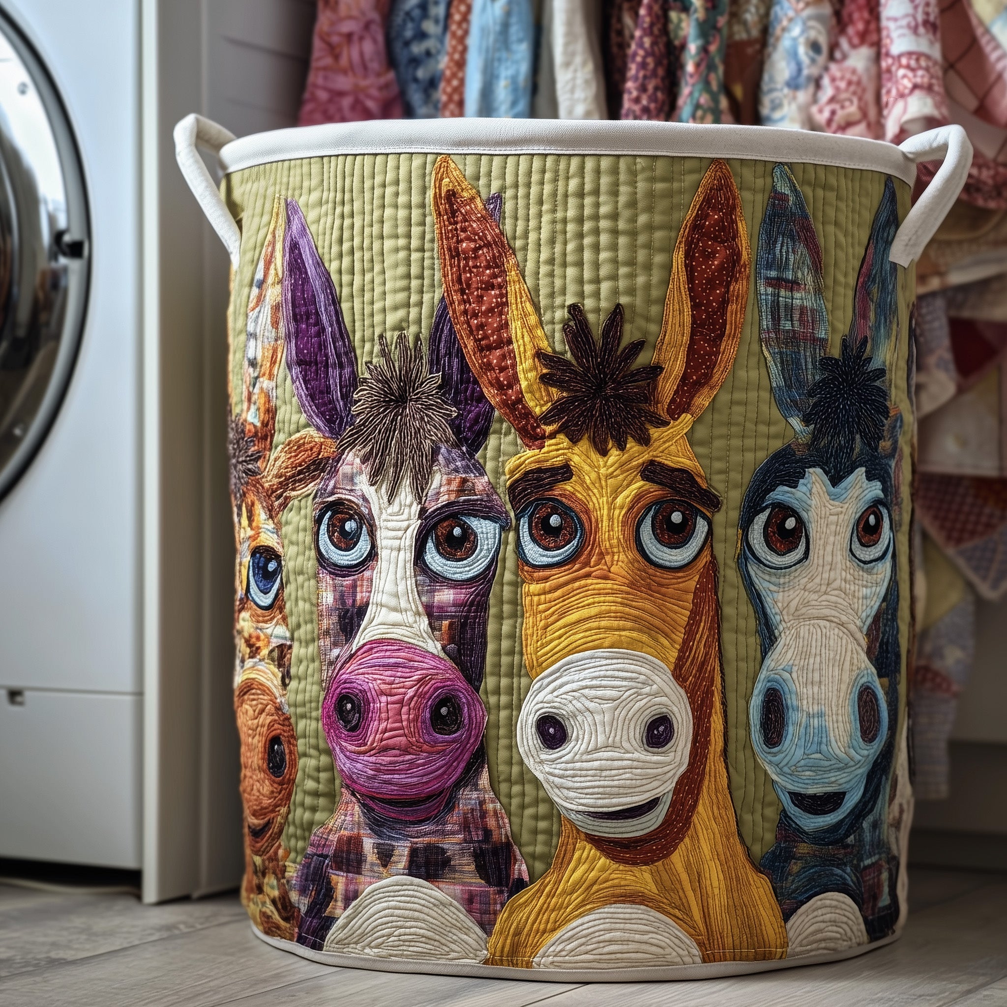 Donkey Whimsy Quilted Laundry Basket GFTOTP12505