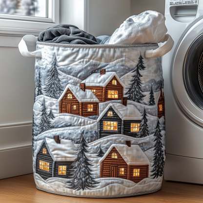 Christmas Village Quilted Laundry Basket GFTOTP12723