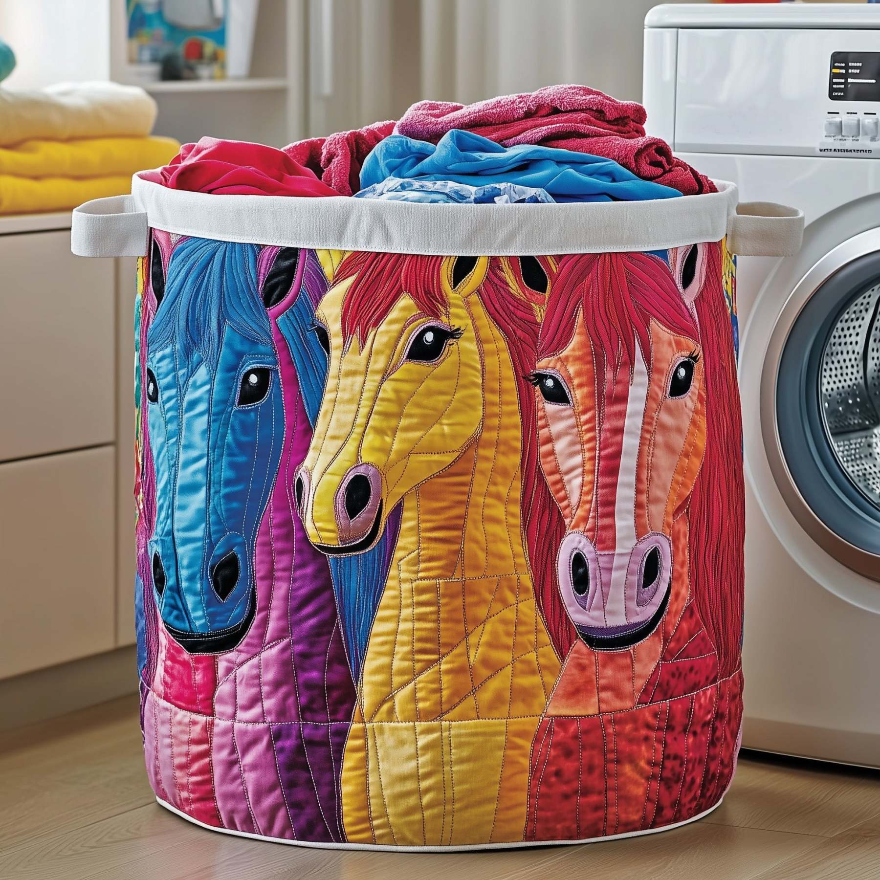 Funky Horse Quilted Laundry Basket GFTOTP13426