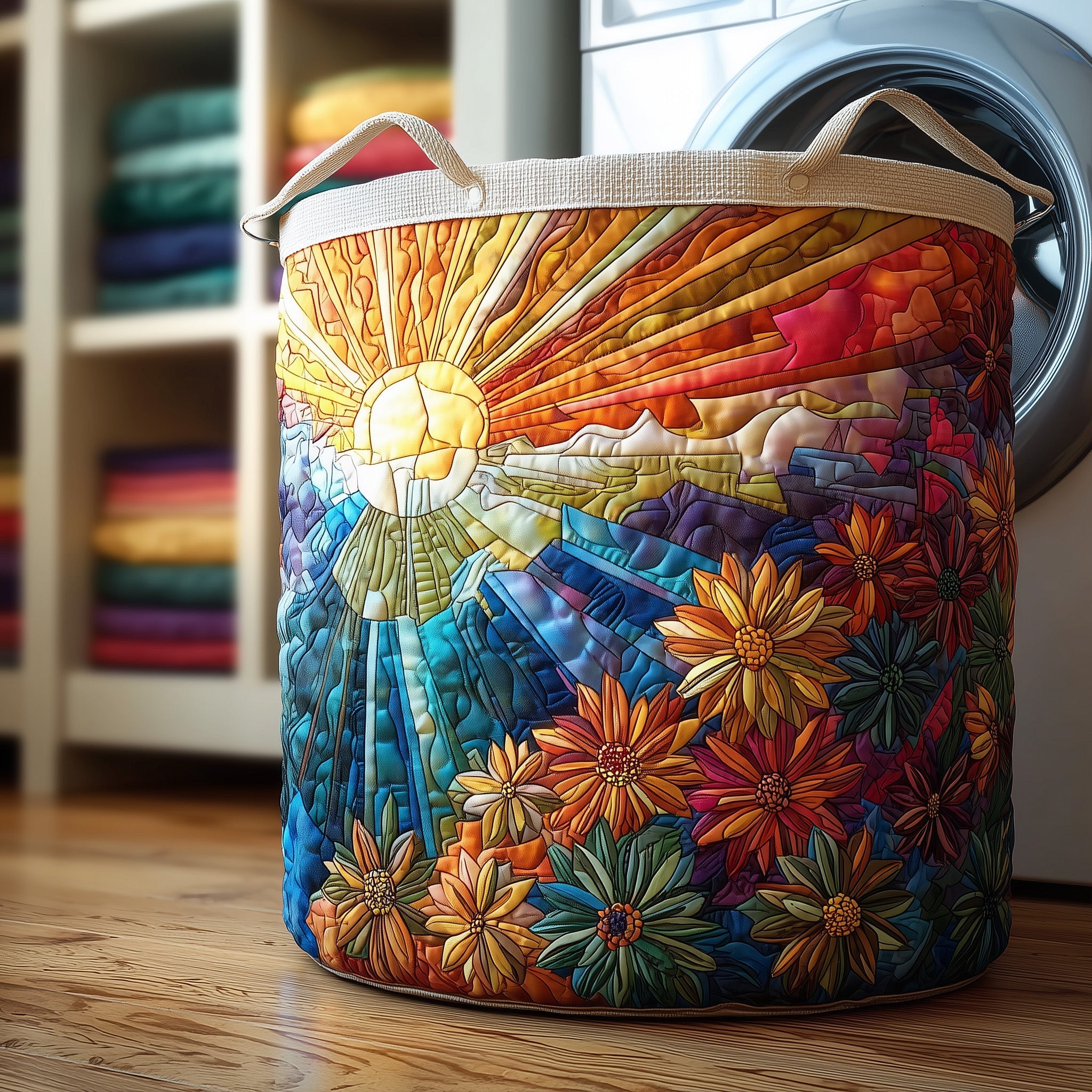 Vibrant Sun Quilted Laundry Basket GFTOXM118