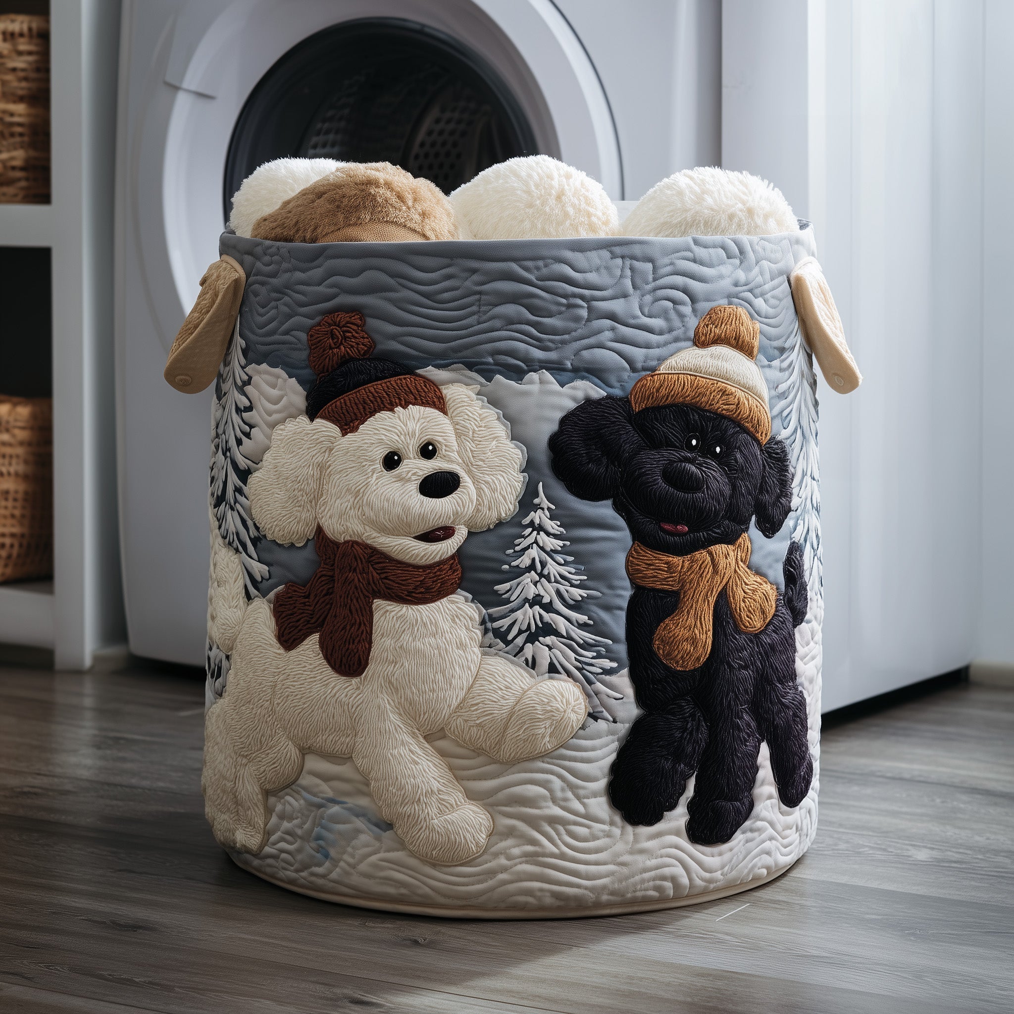 Poodle Couple Quilted Laundry Basket GFTOYC125
