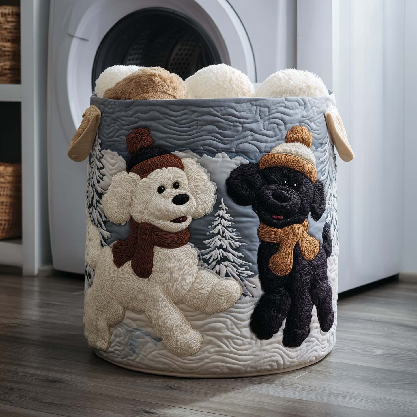 Poodle Couple Quilted Laundry Basket GFTOYC125