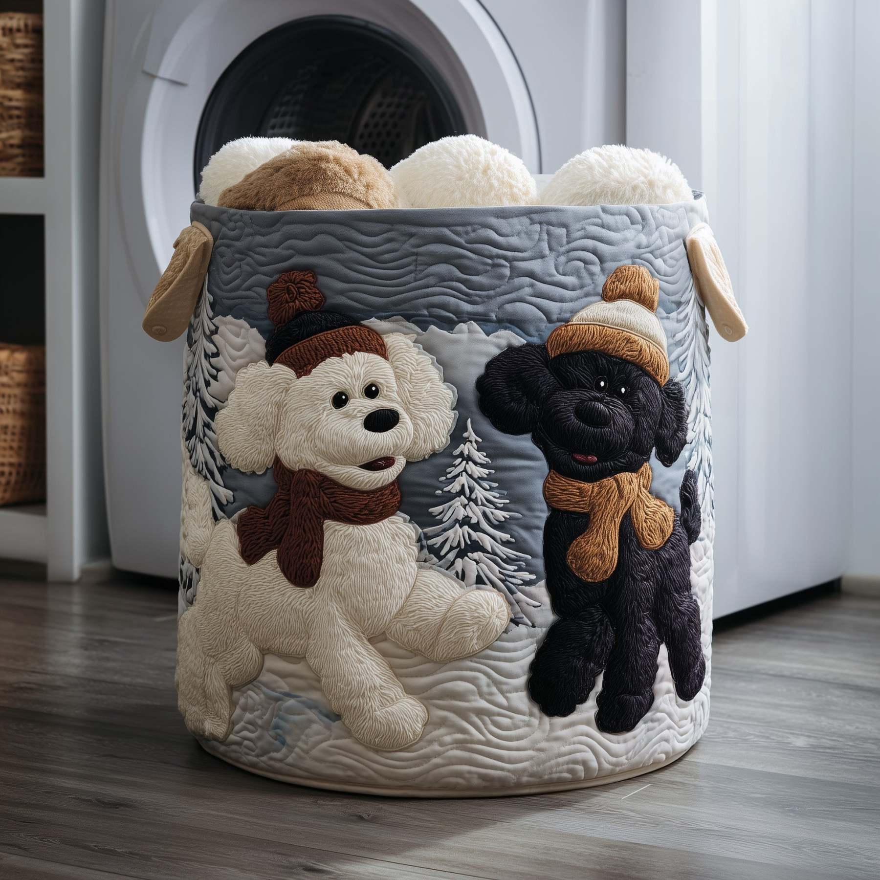 Poodle Couple Quilted Laundry Basket GFTOYC125