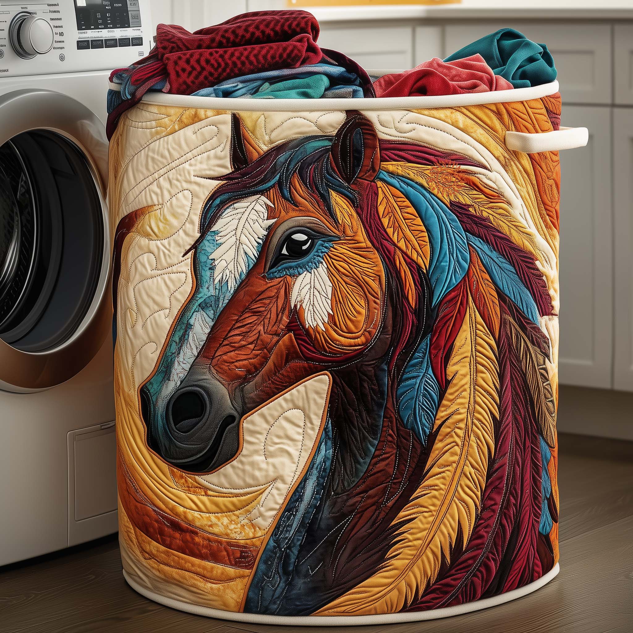 Native Horse Quilted Laundry Basket GFTOYC2664