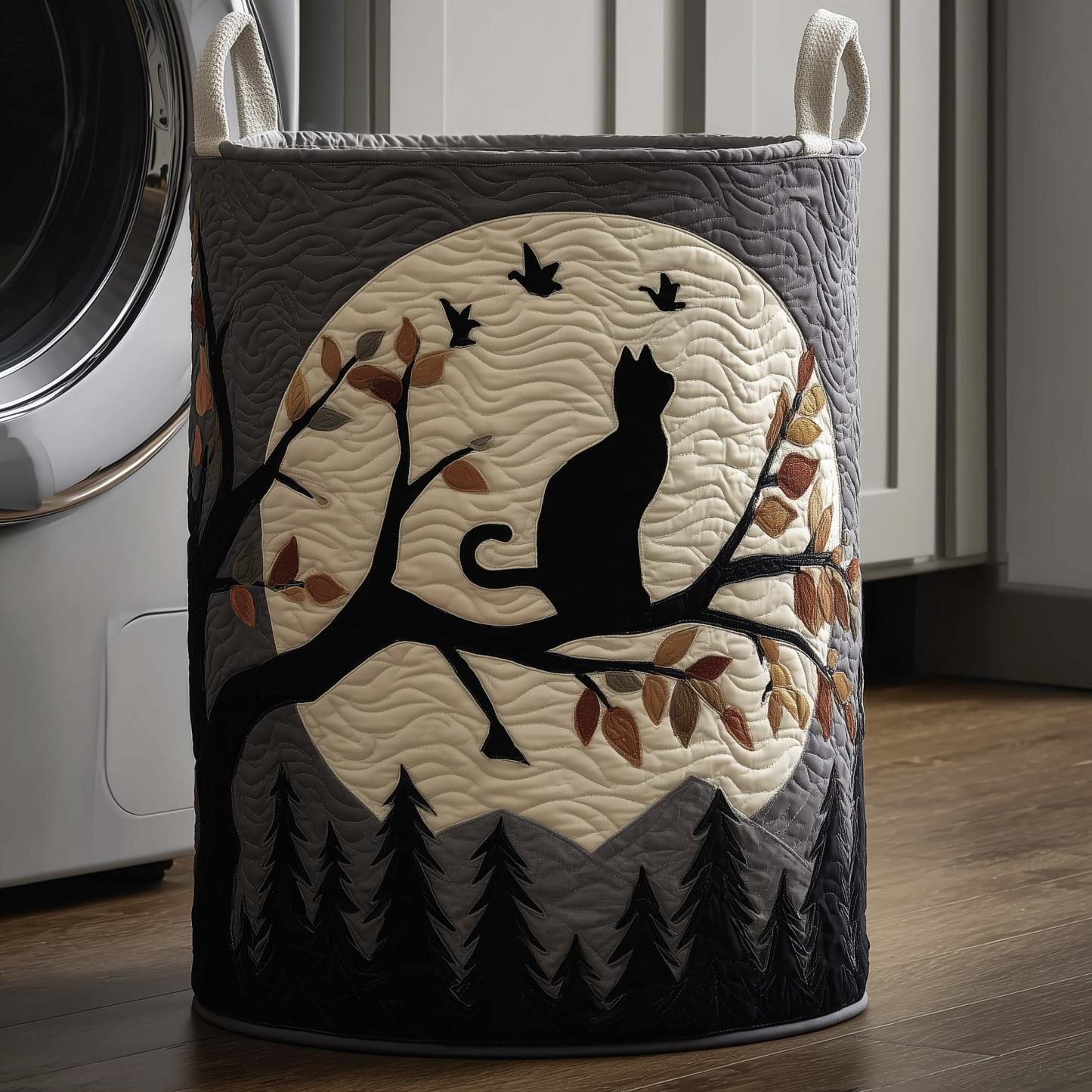 Cat Moon Quilted Laundry Basket GFTOYC56