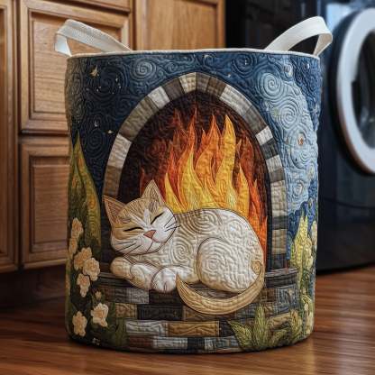 Cozy Cat Quilted Laundry Basket GFTOYC58