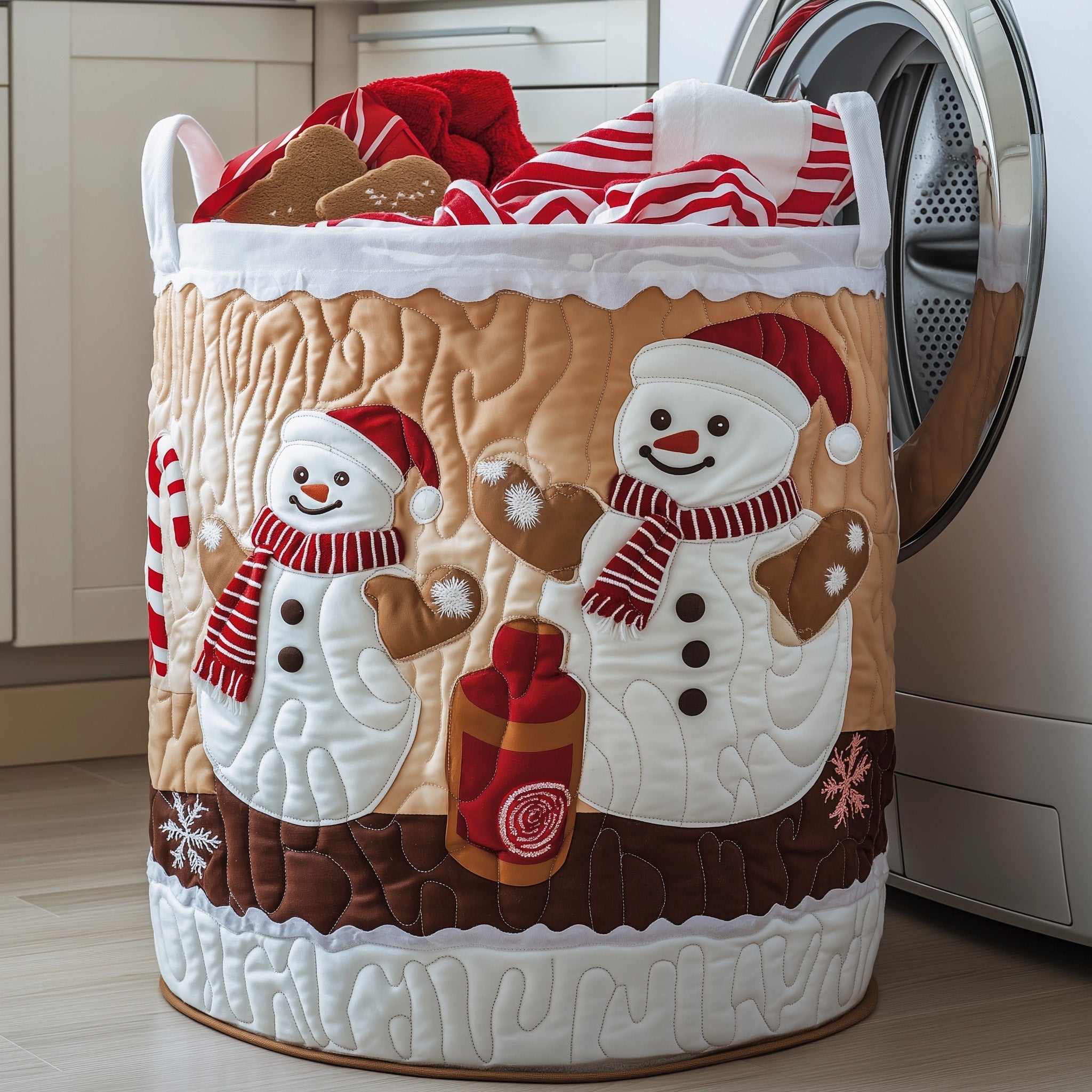 Snowman Baking Quilted Laundry Basket GFTOYC690