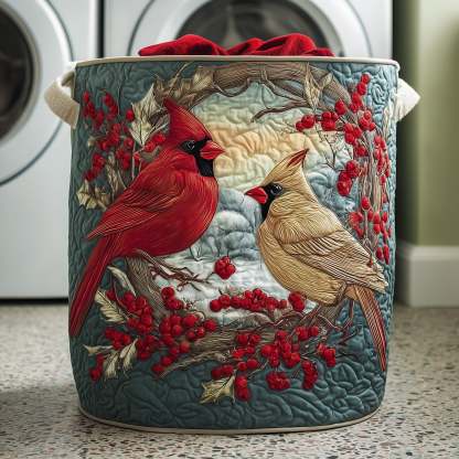 Cardinal Berries Quilted Laundry Basket GFTOYC934