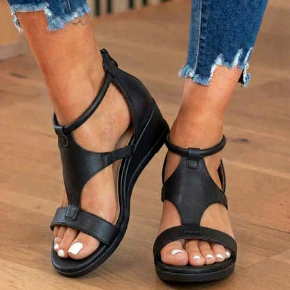 Orthopedic Leather Gladiator Sandals - Ankle Buckle T-Strap