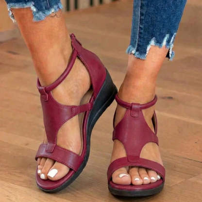 Orthopedic Leather Gladiator Sandals - Ankle Buckle T-Strap