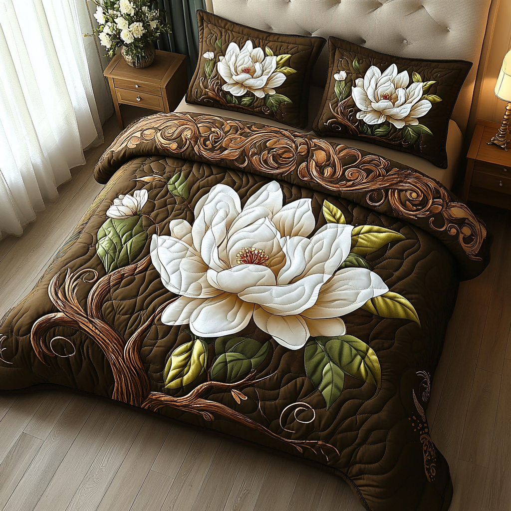 Magnolia 3-Piece Quilted Bedding Set NCU0VT130