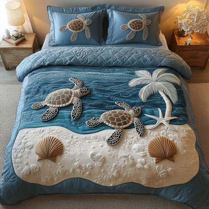 Turtle 3-Piece Quilted Bedding Set NCU0VT170