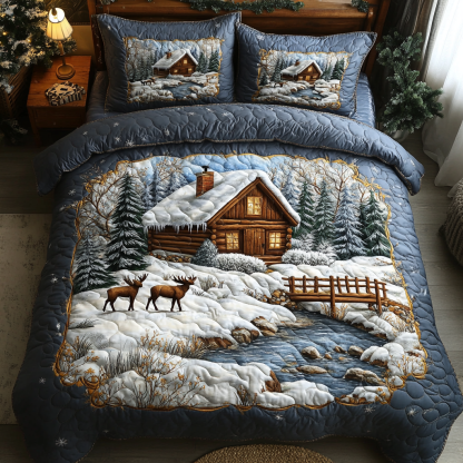 Log Cabin 3-Piece Quilted Bedding Set NCU0VT90