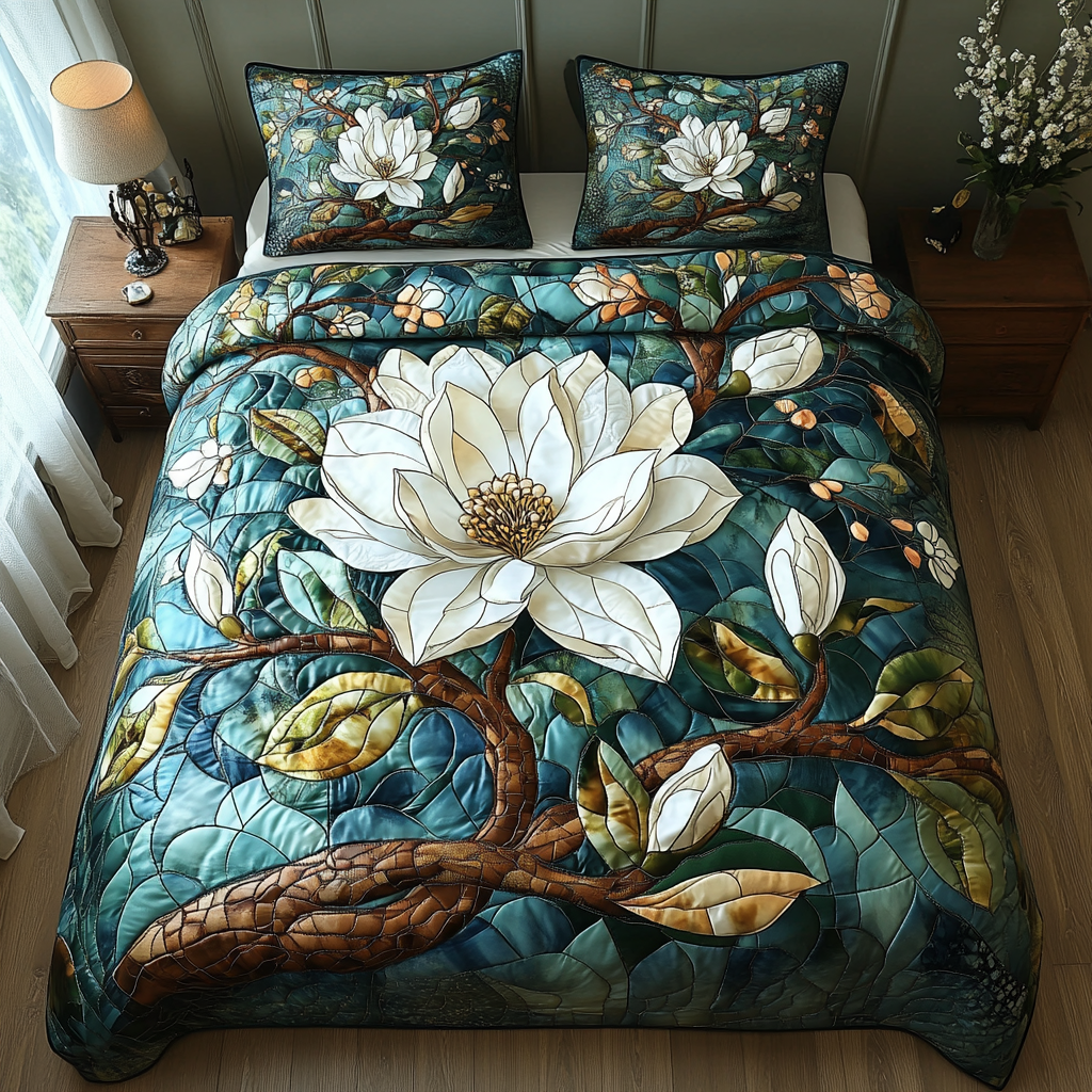 Magnolia 3-Piece Quilted Bedding Set NCU0VT130