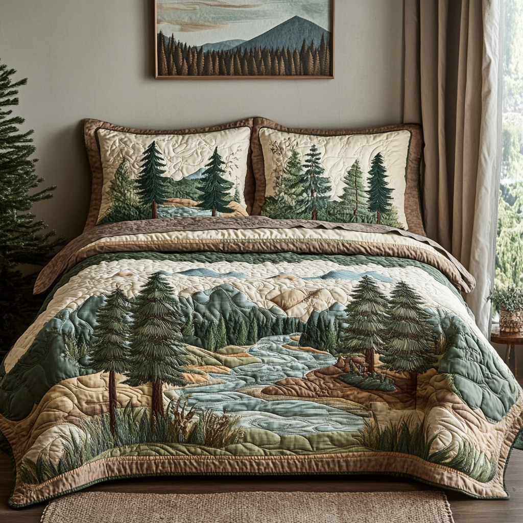 Mountain Bliss 3-Piece Quilted Bedding Set NCU0VH4177